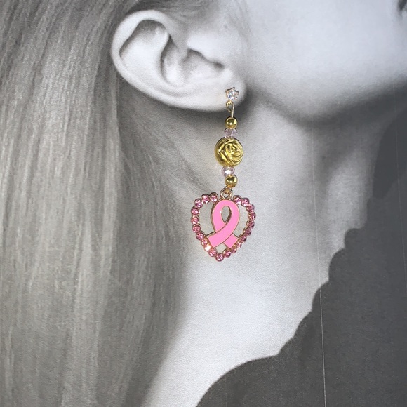 Handcrafted Pink Hope Dangling Earrings - Picture 1 of 5